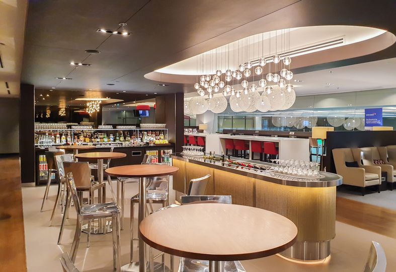 Bar area at British Airways' Singapore Lounge